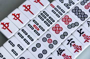 Fototapeta na wymiar HARBIN, CHINA - DEC 30, 2018: Mahjong is the ancient asian board game.