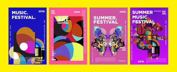 Summer Colorful Art and Music Festival Poster and Cover Template for Event, Magazine, and Web Banner.