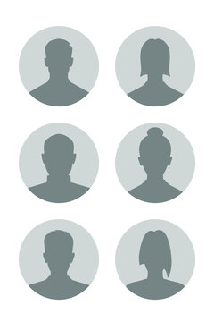 Men and women avatars set. Male and female silhouettes. Profiles abstract people. Unknown or anonymous persons. Vector illustration
