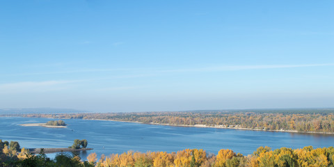 View of the Dnieper River in autumn, Kaniv, Ukraine, Tarasova Hill (Chernecha Hora) 