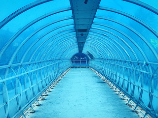 blue corridor in business center