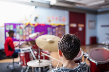 Drum class in a music school