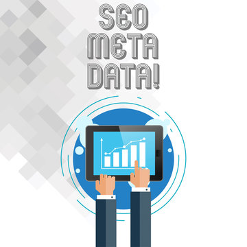 Writing note showingSeo Meta Data. Business photo showcasing Search Engine Optimization Online marketing strategy