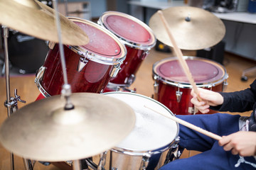 Drum class in a music school