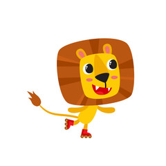 Vector set of cartoon funny lion isolated on white background.