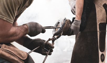 Ancient craft blacksmith horse shoeing