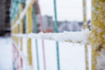 Obraz na płótnie Canvas frozen iron staircase in winter