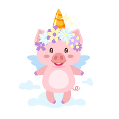 Obraz na płótnie Canvas Cute pink pig.