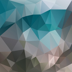 vector abstract irregular polygon square background - triangle low poly pattern - turquoise teal blue green and brown gray beige khaki green color