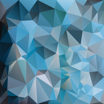 vector abstract irregular polygon square background - triangle low poly pattern - cold blue teal gray color