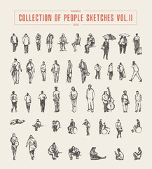 Collection of people sketches vector hand drawn