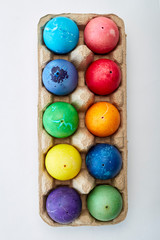 colorful easter egg in a box