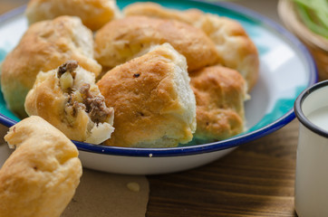 Turkish traditional pastry on wooden table.
