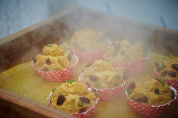 Beans cupcake in steamer 