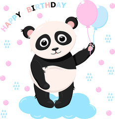 panda happy Birthday - vector, illustration, eps