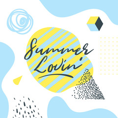 Memphis style summer banner template