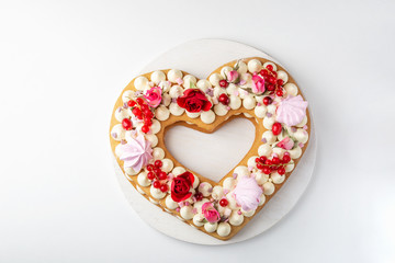 homemade heart shaped cream tart for Valentines Day