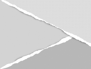 Torn squared grey paper in corners are on background with space for text. Vector illustration