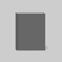 Closed black hardcover book, realistic vector mockup. Blank hard cover notebook, template