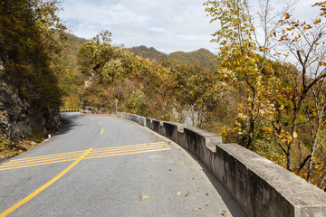 asphalt road in the mountains, national highway g 210, Shaanxi, China