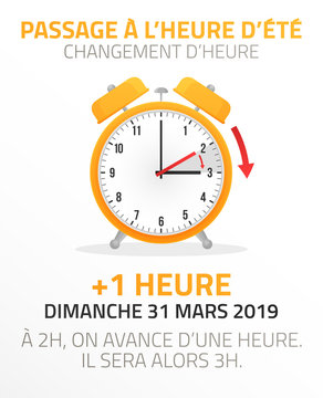 changement d'heure - passage à l'heure d'été - 31 mars 2019