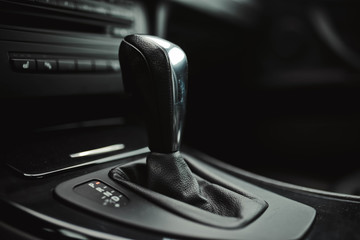 Obraz na płótnie Canvas automatic transmission lever in a luxury car