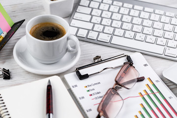 Accounting. Items for doing business in the office in the composition.