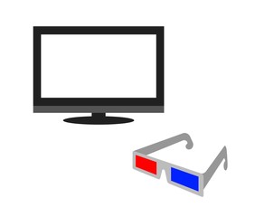 3Dメガネとテレビ
