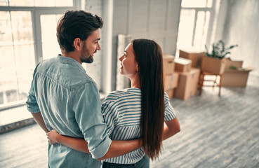Couple on moving day