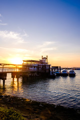 Fototapeta premium Sunrise, Singapore harbour