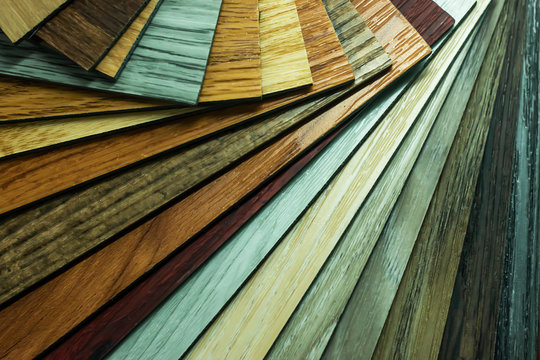 PVC Polymer Vinyl sample for customers to choose the floor design within the copy space .