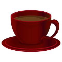 Red cup of coffee. Vector illustration.