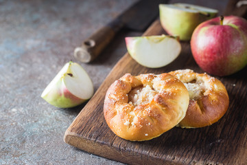 Fresh homemade small patties with apple stuffing.