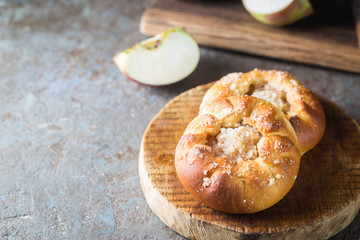 Fresh homemade small patties with apple stuffing.
