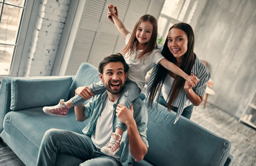 Happy family at home