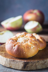 Fresh homemade small patties with apple stuffing.