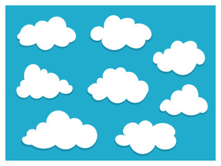 White clouds on blue sky mockup with empty space for text, infographics.