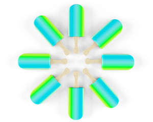 Colorful ice cream on a stick isolated on a white background 3d render
