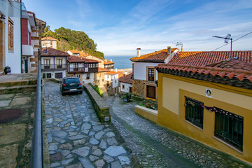 Fototapeta na wymiar rural village of lastres at asturias coast, spain
