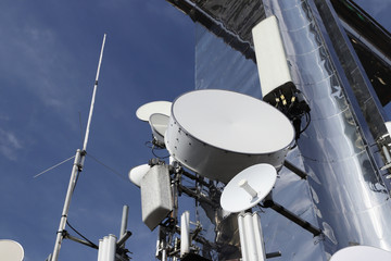 transmitters of radio signals. electric network. Ecology of power. Technical pole. Iron...