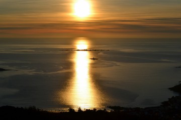 Galician sunset on the sea