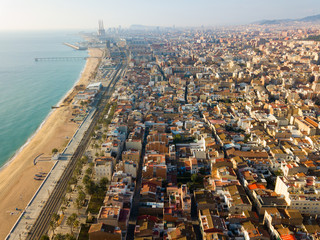 Aerial view of the spanish city of Badalona. Barcelona, Spain