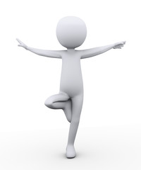 3d man in Tree &ndash; vrksasana yoga pose gesture