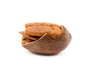 Fresh pecan nuts isolated on a white background