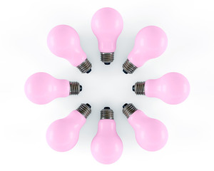 Colored light bulbs. 3D render. 