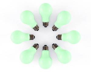 Colored light bulbs. 3D render. 