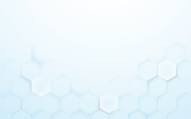 Soft blue and White 3d hexagons texture background