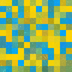 Seamless geometric checked pattern. Ideal for printing onto fabric and paper or decoration. Blue, yellow, green colors.