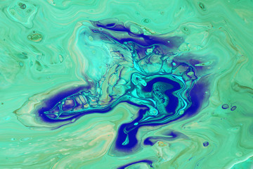 Abstraction of aquamarine paint