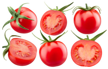 collection of tomatoes isolated on a white background